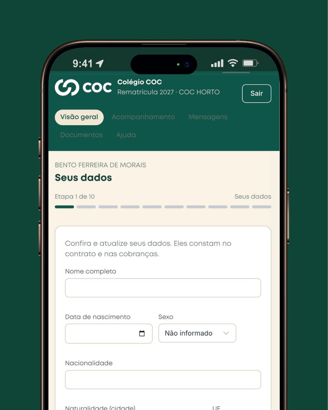 Tela do Portal: Confira os dados