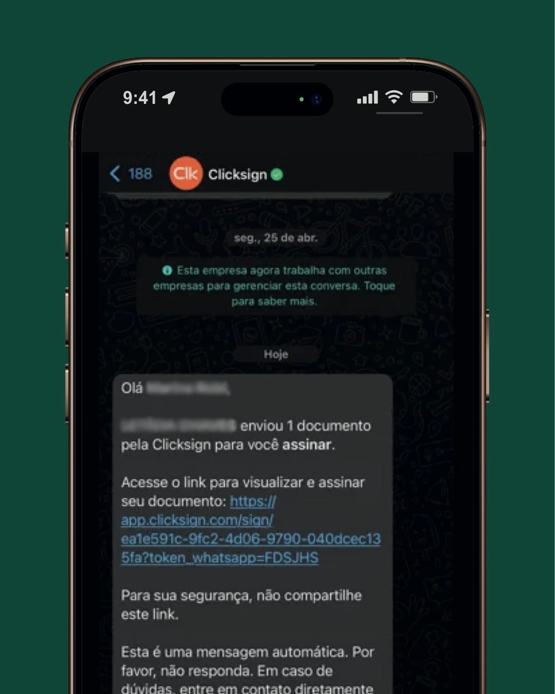 Tela do Portal: Aguarde o contrato e assine-o